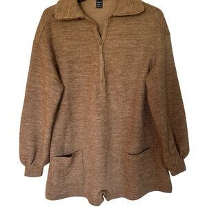 Shein Frenchy Women's Drop Shoulder Patch Pocket Button Front Romper